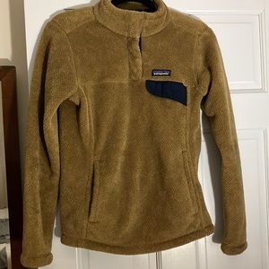 Patagonia SMALL Womens Re-Tool Snap-T Fleece Pullover Kastanos Brown Biscuit